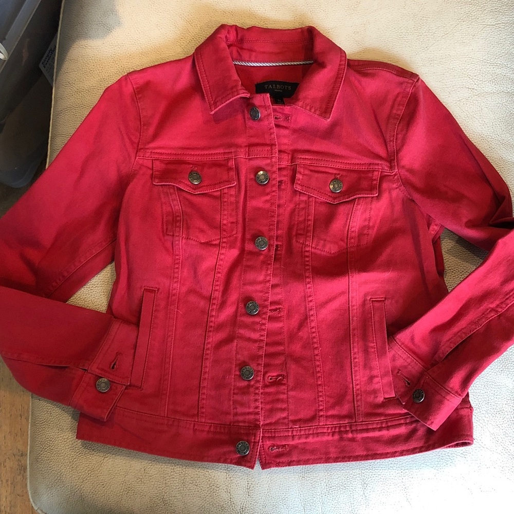 Talbots NWOT red denim jean jacket
